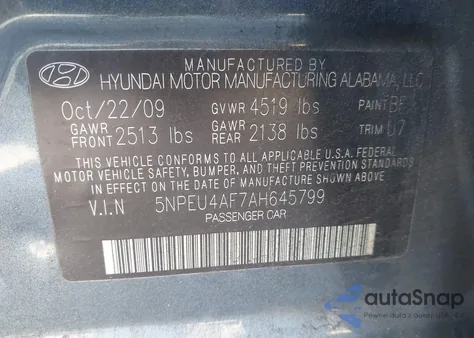 2010 Hyundai Sonata Limited V6 from USA, damaged, VIN 5NPEU4AF7AH645799